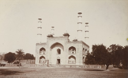 Marble gateway to Emperor Akbar's tomb. The marble gateway to Mughal Emperor Akbar's Tomb, an