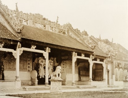 Entrance to a Hong Kong Joss house. Exterior view of a Hong Kong Joss house (Chinese temple). The
