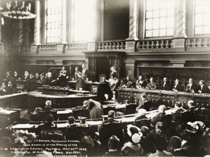 Opening of the Legislative Council in Pretoria. British dignitaries Sir Arthur Lawley, the Duke of