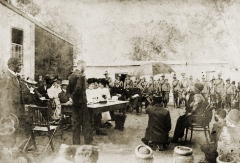 British officials meet the Queen Regent of Swaziland. Sir Arthur Lawley (1860-1932), Lieutenant