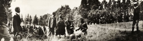 Sobhuza II, King of Swaziland, with toys. Five year old Sobhuza II, the King of Swaziland, inspects