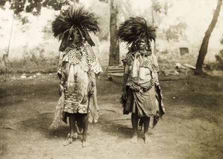 Portrait of two Swazi healers. Portrait of two Swazi healers, dressed in animal skins and jewellery