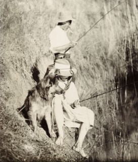 Cecilia Lawley fishing in South Africa. Informal portrait of Cecilia Lawley, the youngest daughter
