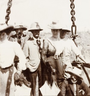 Preparing to cross the Zambezi gorge. A group of British passengers, including Lady Annie Lawley