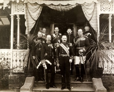 Group portrait of Sir Arthur Lawley and Lord Selborne. British officials, including Lord Selbourne,