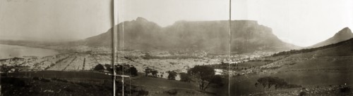 Cape Town and Table Mountain. Panoramic view over Cape Town looking towards the peaks of Table