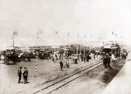 Opening of Mafeking to Bulawayo railway. The official opening ceremony of the railway from Mafeking