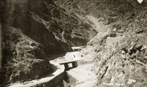 The gorge at Ali Masjid on the Khyber Pass. The gorge at Ali Masjid on the Khyber Pass, a