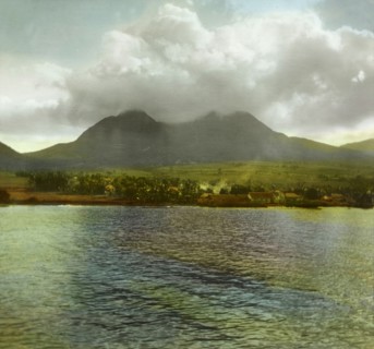 The Soufriere Hills, Montserrat. Low cloud hangs over the volcanic Soufriere Hills at Montserrat.