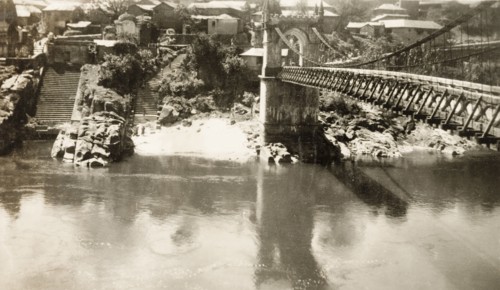 Victoria Bridge in Mandi, India. View of Victoria Bridge over the Beas River at Mandi. The