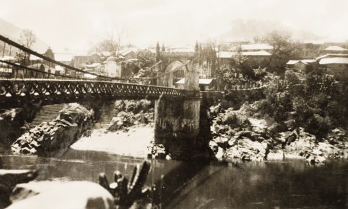 Victoria Bridge in Mandi, India. View of Victoria Bridge over the Beas River at Mandi. The