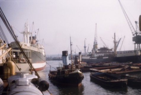 Tilbury Docks. Tugs and other steamships, moored in the River Thames at Tilbury Docks. Tilbury,