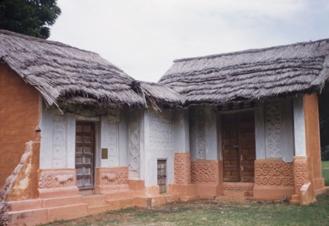 Reconstruction of a fetish priest's house. A life-size reconstruction of a fetish priest's house at