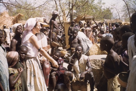 Joyce strikes a bargain. A British woman identified as 'Joyce', bargains with traders at a busy