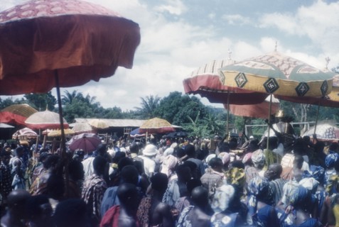 Crowds at a Ngmayem festival. Crowds of people celebrate an annual Ngmayem harvest festival at