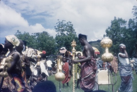 The chief linguist of Mate Kole II. The chief 'okyeame' (linguist) of Mate Kole II (1910-1990), the