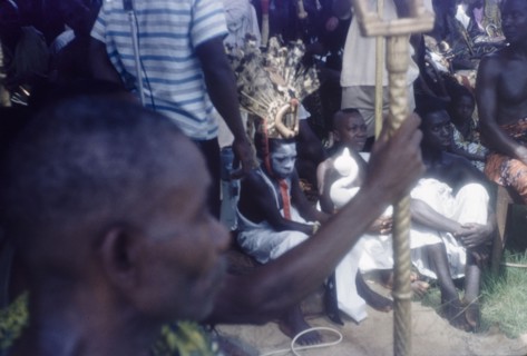 The 'soul' of Mate Kole II. A child with an elaborate headdress and painted face represents the