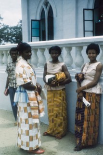 Students of a Wesleyan Girls' High School. Three students of a Wesleyan Girls' High School stand
