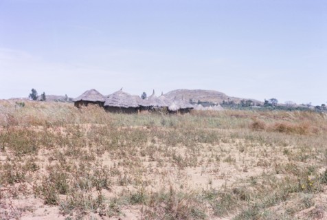 A Hausa village on the Nigerian plains. The thatched roofs of a Hausa settlement located on the