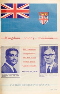 Fiji Times Independence Souvenir. Front page of the Fiji Times Independence Souvenir, published