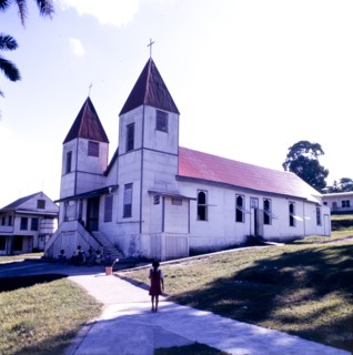 Christian church in San Ignacio, Belize. A colonial-style Christian church in San Ignacio. San