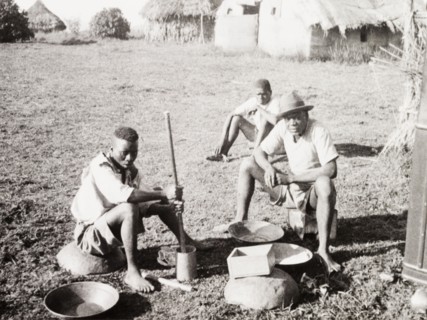 Kakamega goldfield labourers. Labourers at Kakamega goldfields take a rest from panning for gold.