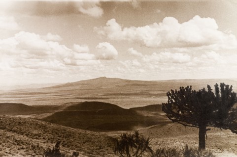 Kenyan landscape. View over the rolling landscape of Kenya, looking towards mountains in the