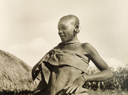 A married Kikuyu woman. Portrait of a married Kikuyu woman, dressed in a wrap-around cloth tied at