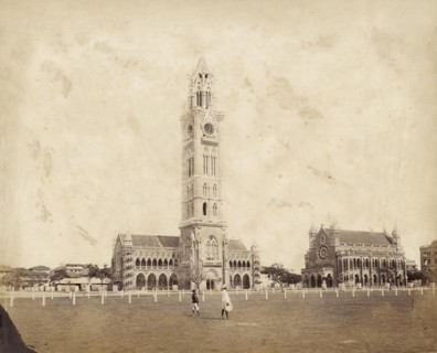 The Rajabai clock tower. View of the Gothic-style Rajabai clock tower at the University of Bombay's