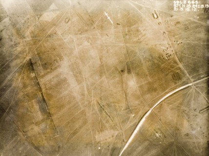 Aerial view of a military balloon camp. One of a series of British aerial reconnaissance