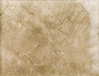 A trench system on the Western Front. One of a series of British aerial reconnaissance photographs