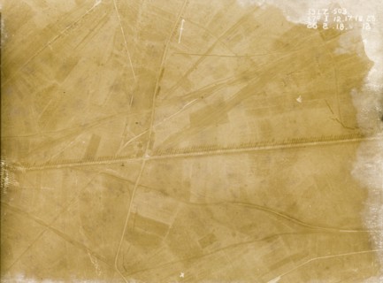 Fields on the Western Front. One of a series of British aerial reconnaissance photographs recording
