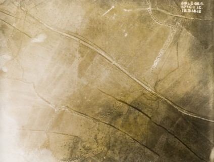 Aerial view of a trench system on the Western Front. One of a series of British aerial