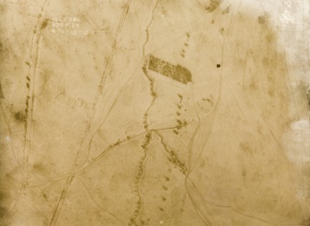 A snow-covered battlefield. One of a series of British aerial reconnaissance photographs recording