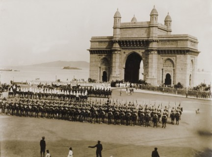 Official parade at the Gateway of India. Mounted cavalry regiments of the Indian Army participate