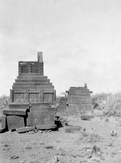 Chaukundi Tombs. An ornately carved sandstone tomb at the Chaukundi Tombs complex. Karachi, Sind,