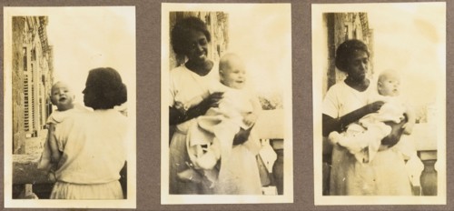 Indian ayah with an infant. Three shots of an Indian ayah (nursemaid) called Nannie, cradling a