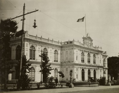 Exposition Palace in Lima. Exterior view of the Exposition Palace in Lima, built in 1870-71 and