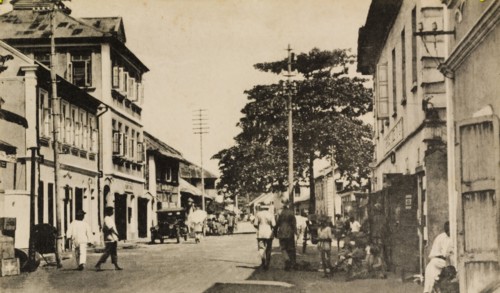Broad Street, Lagos. View down Broad Street, a commercial road in Lagos. Lagos, Nigeria, circa 1925