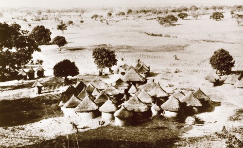 A Gwari village. A Gwari (Gbagi) settlement on the open plains, containing a cluster of round huts