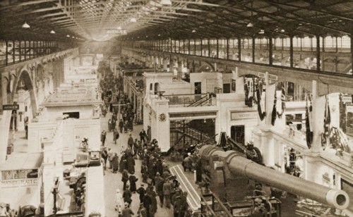 Engineering trade stalls at the British Empire Exhibition. View across the trade stalls in the
