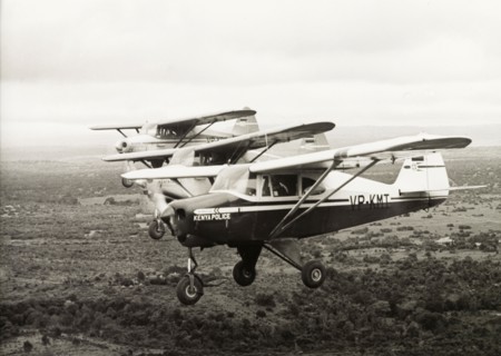 Kenya Police Airwing aircraft. Three light aircraft belonging to the Kenya Police Airwing fly in