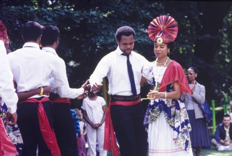 Dancers at the Caribbean Music Village. Male and female dancers perform at the Caribbean Music