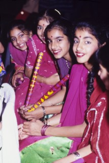 Girls in traditional Indian dress. Girls in traditional Indian dress celebrate Diwali, the Hindu