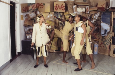 The 'Sistern' theatre group. Jamaican theatre group, 'Sistern', perform during a cultural festival