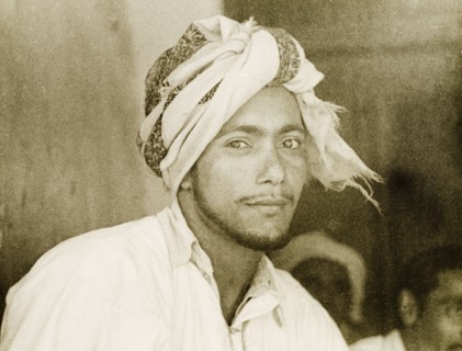 A dhow sailor. Portrait of a turbaned dhow sailor at the port city of Mombasa. Mombasa, Kenya, 1947