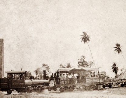 American missionaries in Jamaica. A group of American missionaries travels in an open rail carriage