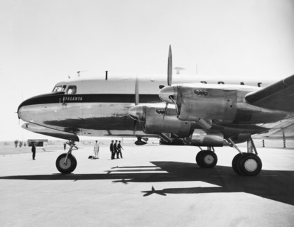 The royal plane arrives in Nairobi. A passenger plane carrying Princess Elizabeth and the Duke of