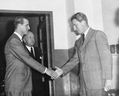The Duke of Edinburgh meets Dr Gratton. The Duke of Edinburgh shakes hands with Dr Gratton as he is