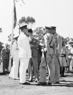 The Duke of Edinburgh meets officers of the Kenya Regiment. The Duke of Edinburgh meets with